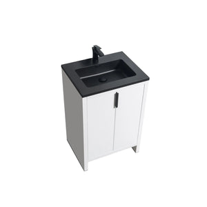 Evana 24'' White Freestanding Bathroom Vanity with Matte Black Single Sink TONA Bathroom Furniture
