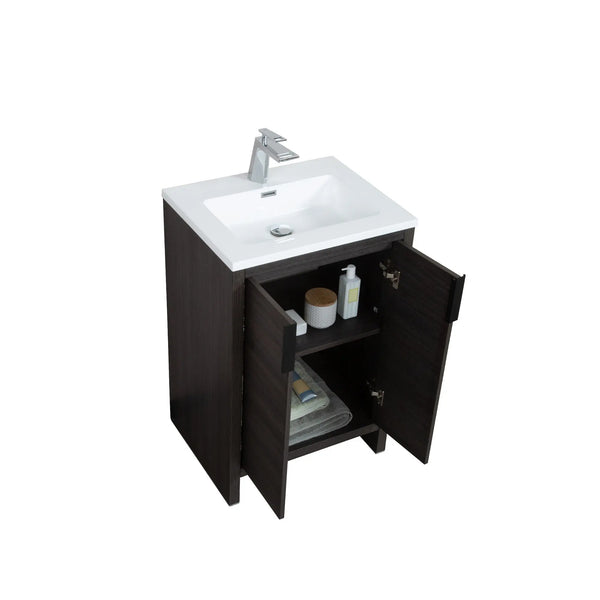 Evana 24'' Leached Oak Freestanding Bathroom Vanity with White Single Sink TONA Bathroom Furniture