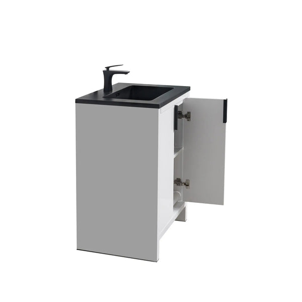 Evana 24'' White Freestanding Bathroom Vanity with Matte Black Single Sink TONA Bathroom Furniture