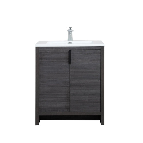 Evana 30'' Leached Oak Freestanding Bathroom Vanity with White Single Sink TONA Bathroom Furniture