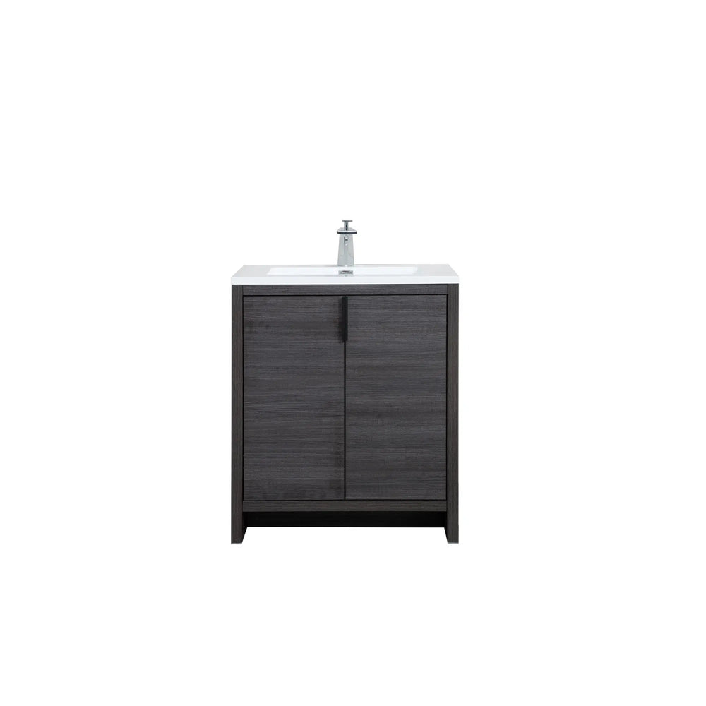 Evana 30'' Leached Oak Freestanding Bathroom Vanity with White Single Sink TONA Bathroom Furniture