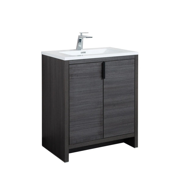 Evana 30'' Leached Oak Freestanding Bathroom Vanity with White Single Sink TONA Bathroom Furniture