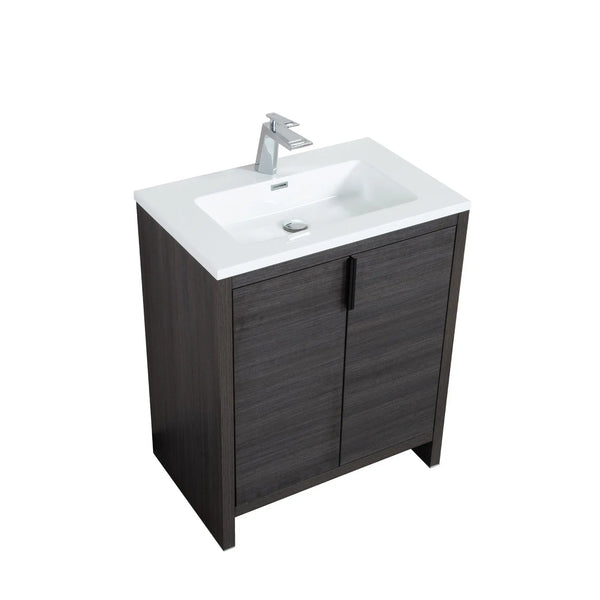 Evana 30'' Leached Oak Freestanding Bathroom Vanity with White Single Sink TONA Bathroom Furniture