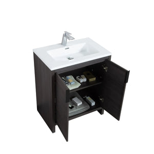 Evana 30'' Leached Oak Freestanding Bathroom Vanity with White Single Sink TONA Bathroom Furniture
