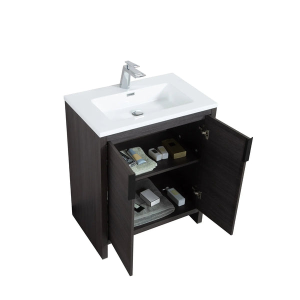 Evana 30'' Leached Oak Freestanding Bathroom Vanity with White Single Sink TONA Bathroom Furniture