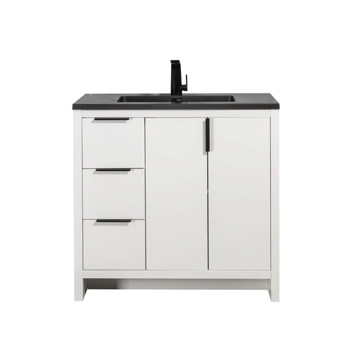 Evana 36'' White Freestanding Bathroom Vanity with Matte Black Single Sink TONA Bathroom Furniture