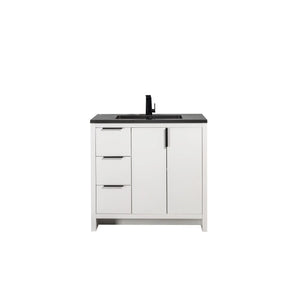Evana 36'' White Freestanding Bathroom Vanity with Matte Black Single Sink TONA Bathroom Furniture