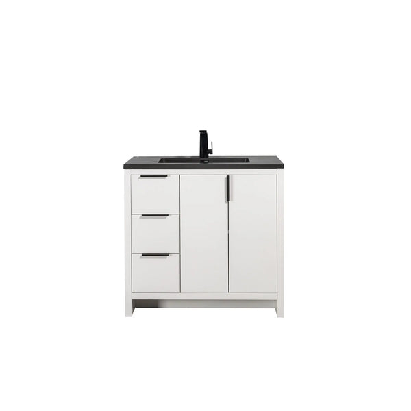 Evana 36'' White Freestanding Bathroom Vanity with Matte Black Single Sink TONA Bathroom Furniture