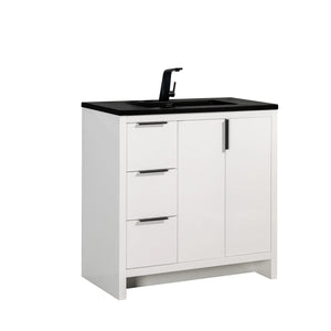 Evana 36'' White Freestanding Bathroom Vanity with Matte Black Single Sink TONA Bathroom Furniture