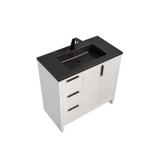 Evana 36'' White Freestanding Bathroom Vanity with Matte Black Single Sink TONA Bathroom Furniture