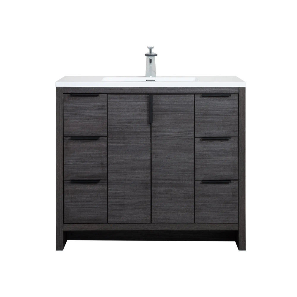 Evana 40'' Leached Oak Freestanding Bathroom Vanity with White Single Sink TONA Bathroom Furniture