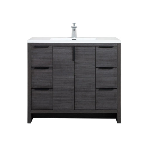 Evana 40'' Leached Oak Freestanding Bathroom Vanity with White Single Sink TONA Bathroom Furniture