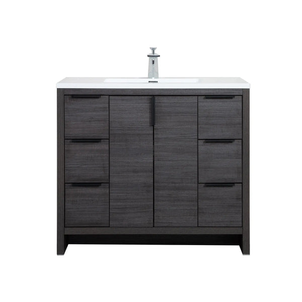 Evana 40'' Leached Oak Freestanding Bathroom Vanity with White Single Sink TONA Bathroom Furniture