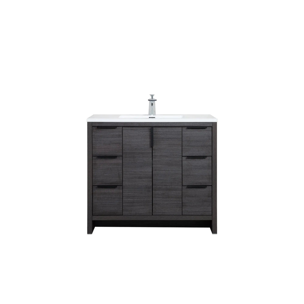 Evana 40'' Leached Oak Freestanding Bathroom Vanity with White Single Sink TONA Bathroom Furniture