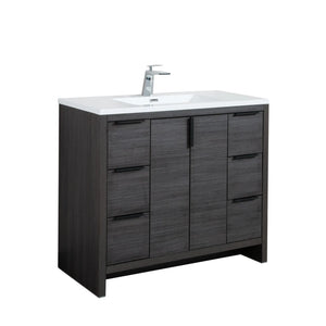 Evana 40'' Leached Oak Freestanding Bathroom Vanity with White Single Sink TONA Bathroom Furniture