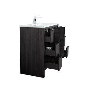 Evana 40'' Leached Oak Freestanding Bathroom Vanity with White Single Sink TONA Bathroom Furniture