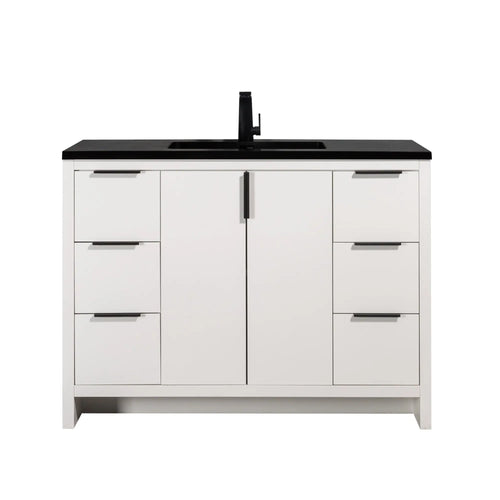 Evana 48'' White Freestanding Bathroom Vanity with Matte Black Single Sink TONA Bathroom Furniture