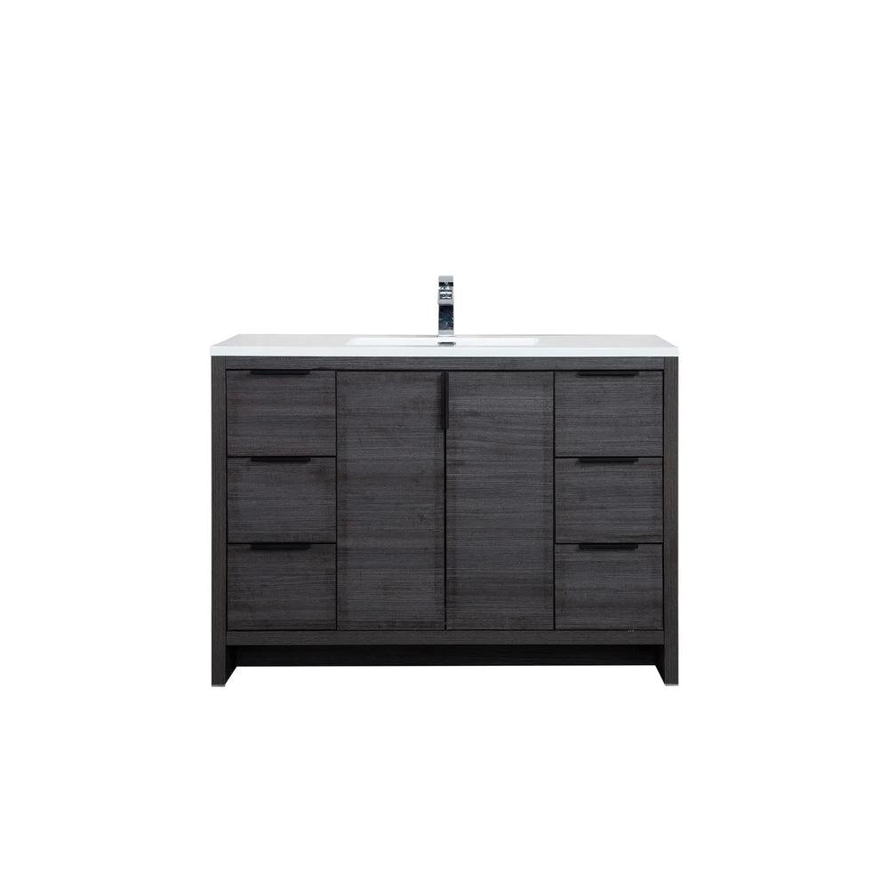 Evana 48'' Leached Oak Freestanding Bathroom Vanity with White Single Sink TONA Bathroom Furniture
