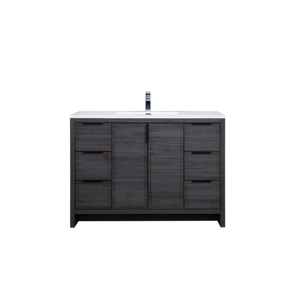 Evana 48'' Leached Oak Freestanding Bathroom Vanity with White Single Sink TONA Bathroom Furniture