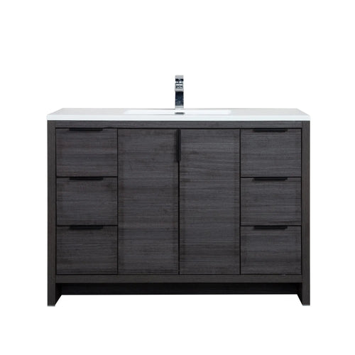 Evana 48'' Leached Oak Freestanding Bathroom Vanity with White Single Sink TONA Bathroom Furniture
