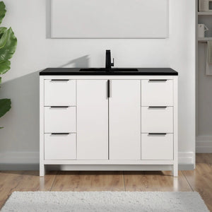 Evana 48'' White Freestanding Bathroom Vanity with Matte Black Single Sink TONA Bathroom Furniture