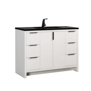 Evana 48'' White Freestanding Bathroom Vanity with Matte Black Single Sink TONA Bathroom Furniture