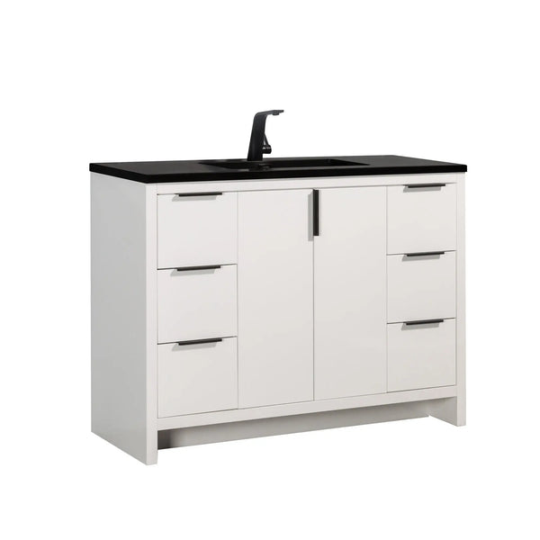 Evana 48'' White Freestanding Bathroom Vanity with Matte Black Single Sink TONA Bathroom Furniture