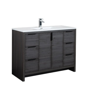 Evana 48'' Leached Oak Freestanding Bathroom Vanity with White Single Sink TONA Bathroom Furniture