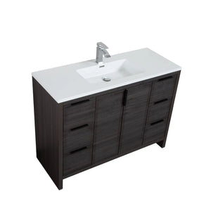 Evana 48'' Leached Oak Freestanding Bathroom Vanity with White Single Sink TONA Bathroom Furniture
