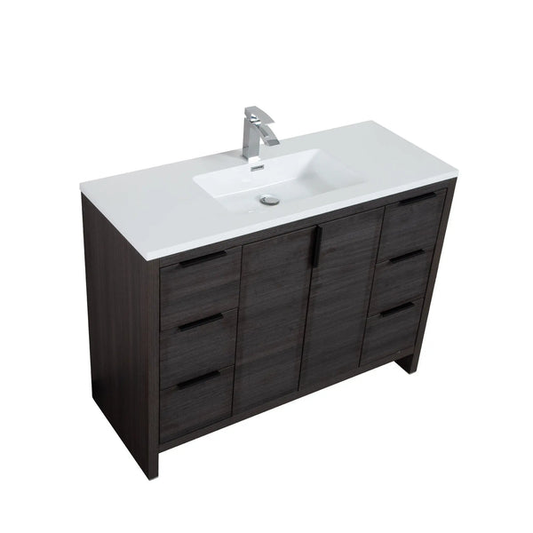 Evana 48'' Leached Oak Freestanding Bathroom Vanity with White Single Sink TONA Bathroom Furniture