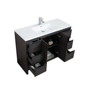 Evana 48'' Leached Oak Freestanding Bathroom Vanity with White Single Sink TONA Bathroom Furniture
