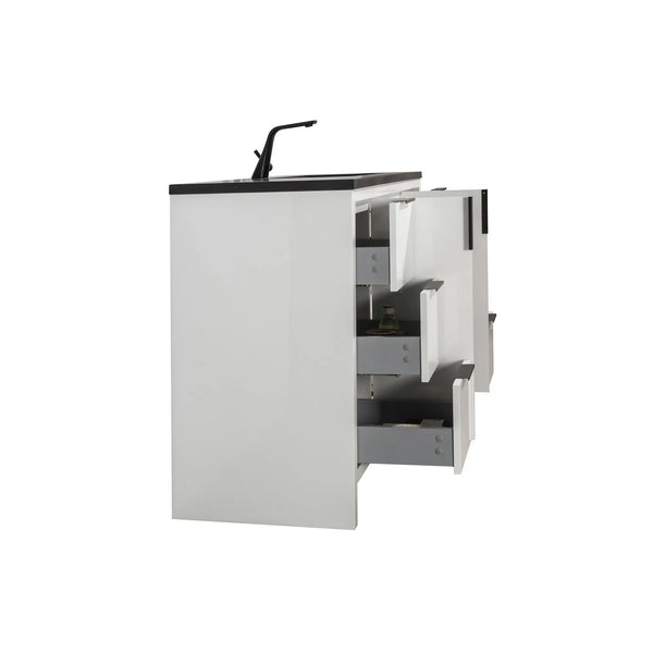 Evana 48'' White Freestanding Bathroom Vanity with Matte Black Single Sink TONA Bathroom Furniture