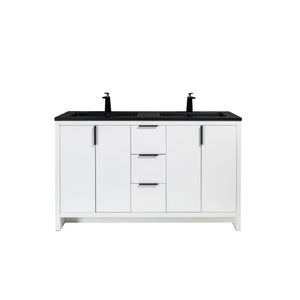 Evana 60'' White Freestanding Bathroom Vanity with Matte Black Double Sink TONA Bathroom Furniture
