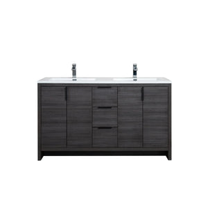 Evana 60'' Leached Oak Freestanding Bathroom Vanity with White Double Sink TONA Bathroom Furniture