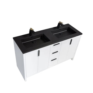 Evana 60'' White Freestanding Bathroom Vanity with Matte Black Double Sink TONA Bathroom Furniture