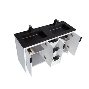 Evana 60'' White Freestanding Bathroom Vanity with Matte Black Double Sink TONA Bathroom Furniture