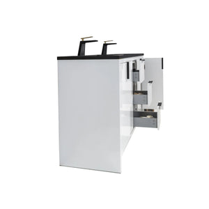 Evana 60'' White Freestanding Bathroom Vanity with Matte Black Double Sink TONA Bathroom Furniture