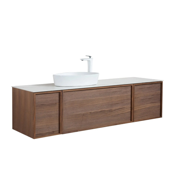 Forest 65'' Floating Vanity Black Walnut with White Single Ceramic Sink TONA Bathroom Furniture