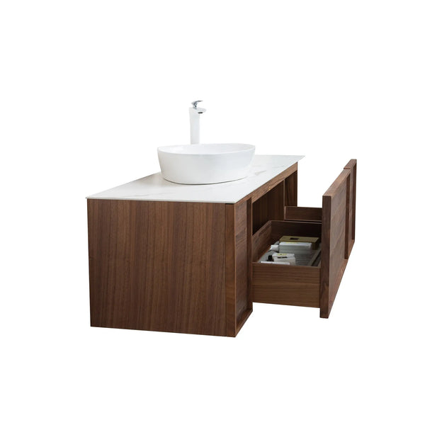Forest 65'' Floating Vanity Black Walnut with White Single Ceramic Sink TONA Bathroom Furniture