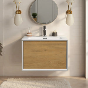 Furla 24" Floating Bathroom Single Vanity with White Cultured Marble Integrated Sink tonabathroom