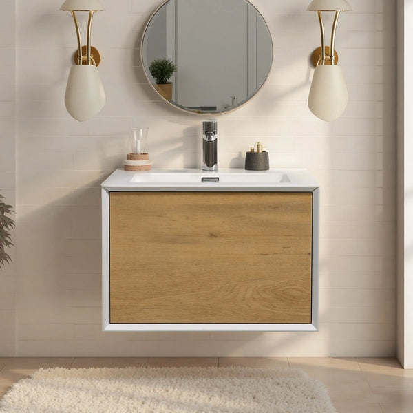 Furla 24" Floating Bathroom Single Vanity with White Cultured Marble Integrated Sink tonabathroom