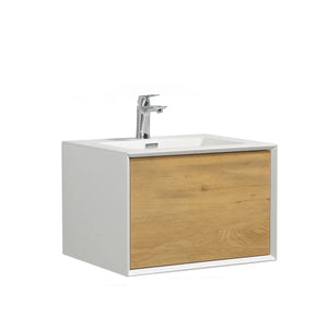 Furla 24" Floating Bathroom Single Vanity with White Cultured Marble Integrated Sink tonabathroom