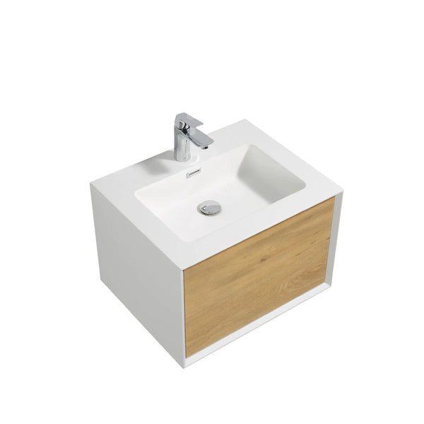 Furla 24" Floating Bathroom Single Vanity with White Cultured Marble Integrated Sink tonabathroom