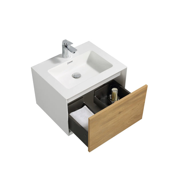 Furla 24" Floating Bathroom Single Vanity with White Cultured Marble Integrated Sink tonabathroom
