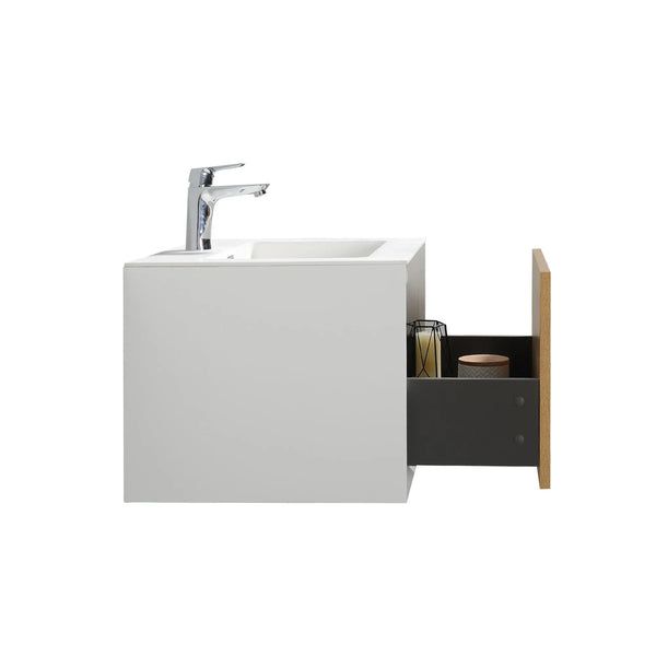 Furla 24" Floating Bathroom Single Vanity with White Cultured Marble Integrated Sink tonabathroom