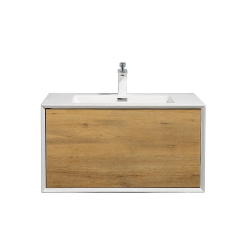 Furla 30" Floating Bathroom Single Vanity with White Cultured Marble Integrated Sink tonabathroom