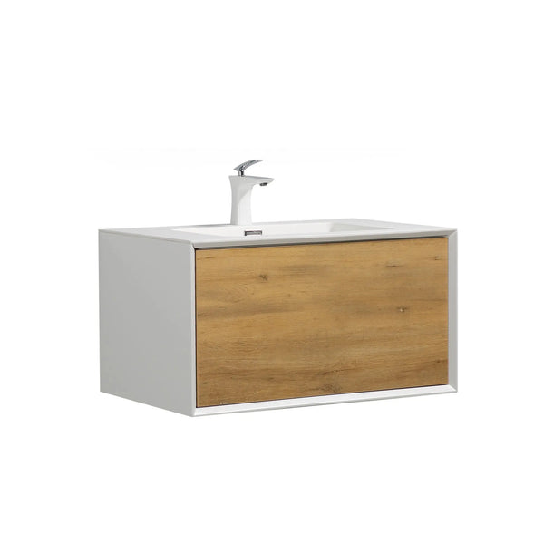 Furla 30" Floating Bathroom Single Vanity with White Cultured Marble Integrated Sink tonabathroom