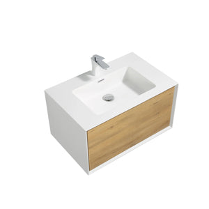 Furla 30" Floating Bathroom Single Vanity with White Cultured Marble Integrated Sink tonabathroom
