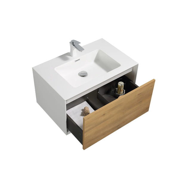 Furla 30" Floating Bathroom Single Vanity with White Cultured Marble Integrated Sink tonabathroom