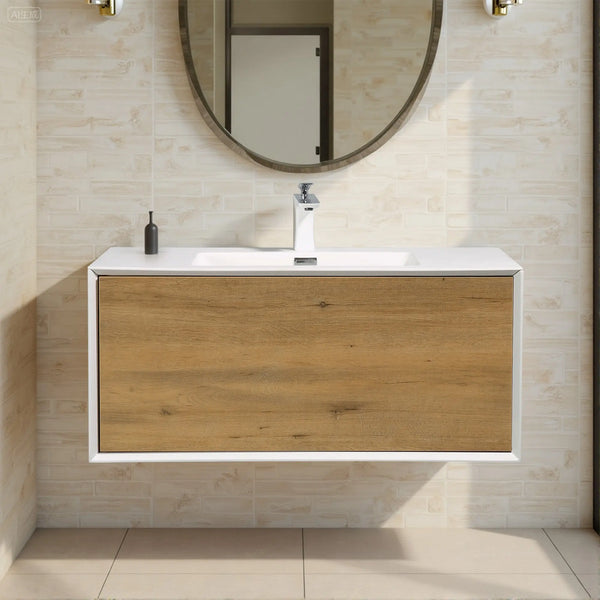 Furla 36" Floating Bathroom Single Vanity with White Cultured Marble Integrated Sink tonabathroom